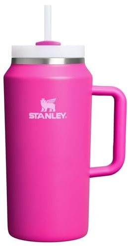 Stanley Quencher - Vaso H2.0 con asa y pajilla, 64 onzas, tapa Flowstate de 3 posiciones, gran capacidad para viajes y deportes, vaso de acero inoxidable aislado, sin BPA, flor violeta