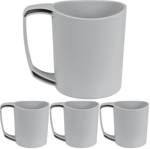 Lifeventure Ellipse Reusable Mug for Camping, Travel & Outdoor - Light Grey (Pack of 4)