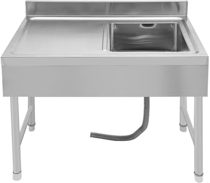 TFGXUE Fregadero independiente, fregadero de cocina de acero inoxidable, fregadero de cocina comercial, cocina exterior resistente a la intemperie, encimera extragrande, lavabo para cocinas grandes