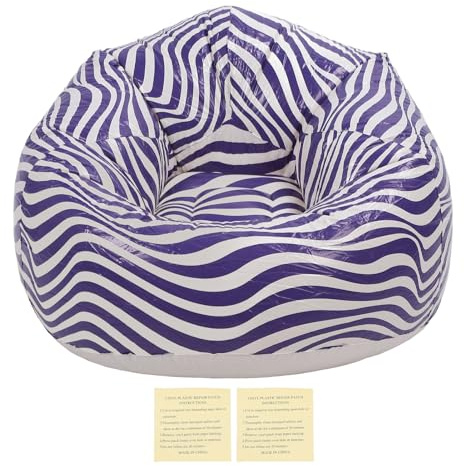 DANAIXZ Aufblasbarer Stuhl PVC Wave Strip Ergonomischer Lounge Stuhl tragbare Blow -Up -Couch Innen im Freien Taschenstuhl für Erwachsene Kinder Wohnzimmer Beach Pool Terrasse Patio (Blau)