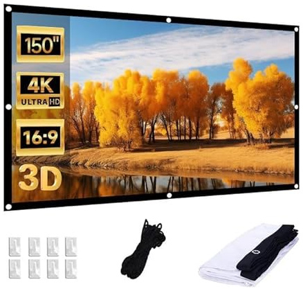 IN&VI Leinwand Beamer,150 Zoll 16: 9 HD Projektor Leinwand,Tragbare Faltbar Anti-Falten Doppelseitige Beamer Leinwand Outdoor für Camping,Heimkino,Schule,Treffen