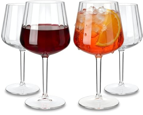 WUITOKI Verres Spritz Aperol en plastique, 4 pièces, 55 cl, rayés, lavables au lave-vaisselle, incassable, Apéritif, Cocktail