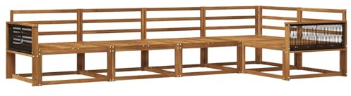 vidaXL Outdoor-Sofagarnitur 5 pcs Natur Massivholz Akazie, Moderne Terrasse, langlebige Outdoor-Möbel, wetterfeste Lounge, gemütliches Sofa, vielseitige Pool-Couch