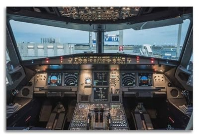 xiaoxiaoshen Airliner Airbus A320 Cockpit Leinwand Poster Wandkunst Drucke - Raumästhetik Wandbilder Für Schlafzimmer Und Wohnzimmer 24x36inch(60x90cm)