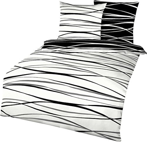 Kaeppel Wendebettwäsche Mako-Satin schwarz-weiß Größe 1x 135x200 cm + 1x 80x80 cm