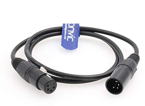 Eonvic Câble d'alimentation XLR 4 broches mâle vers femelle pour appareil photo reflex numérique
