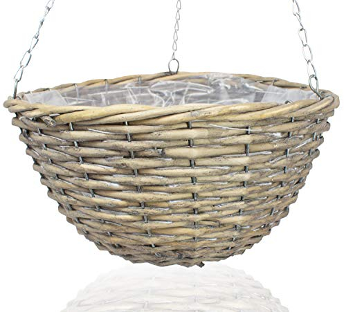 B2S BACK2SEASON Pflanzenampel Tunis mit Kette Pflanzenhänger Hängekorb Weide Skyhänger Blumenampel Natur D=30cm