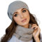 Set mit Mütze und Schal für Damen, gestrickt, einfarbig, Beanie, Halswärmer, Woll-Fleece-Mütze, Unendlichkeitsschals, Hellgrau, Einheitsgröße