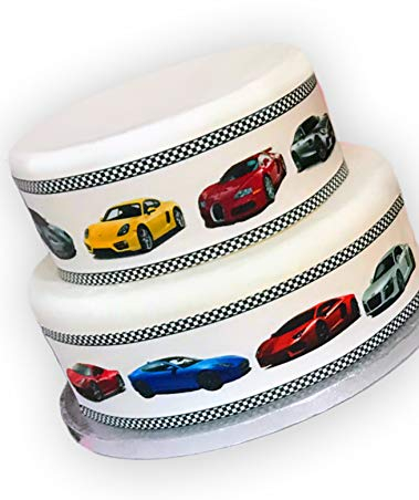 Top That Edible Decor Sheet Fast Car Supercar Border Ribbon - Perfect for Decorating Your Cakes- Easy to Use