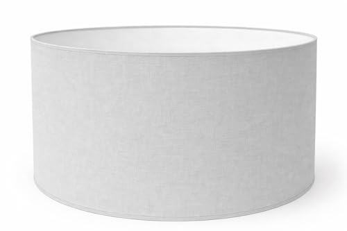 Zylinder Lampenschirm Baumwolle Stoff handgefertigt für Deckenleuchte, Tischleuchte, Stehlampe (Grau, 50 cm Durchmesser 25 cm Höhe)
