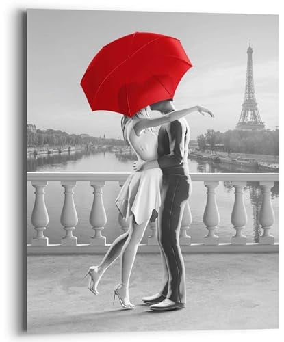 REINDERS Wandbild, Romantik in Paris, Schlafzimmer, Bilder, Wanddeko, Room Decor, MDF, Schwarz-Weiß, 50x40cm