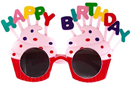 Oblique Unique® Brille Happy Birthday Cupcake Partybrille Spaßbrille Sonnenbrille Bunt für Geburtstag Jubiläum Party Fasching Karneval Accessoire