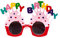 Oblique Unique® Brille Happy Birthday Cupcake Partybrille Spaßbrille Sonnenbrille Bunt für Geburtstag Jubiläum Party Fasching Karneval Accessoire