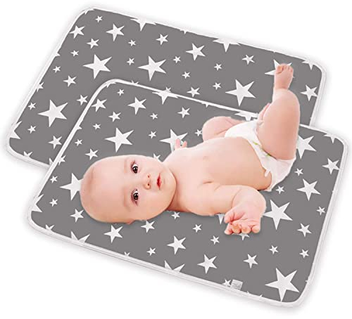 2 Stück Baby Wickelunterlage, Waschbar Säugling Wickelunterlage für Babys und Kleinkinder, Wasserdicht Atmungsaktiv Wiederverwendbare Wickelauflagen Changing Mat für Haustiere Female Elderly,50x70cm