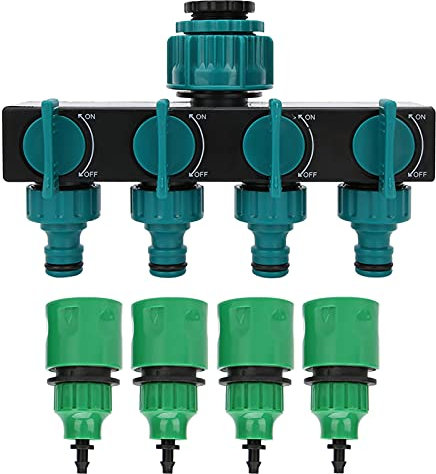 Jenngaoo 4 Way Water Hose Splitter,Water Faucet Splitter with 4 Valves 1/4 Quick Hose Connector Garden Hose Adapter Irrigation Fitting for Outdoor Lawn and Gardening Hoses