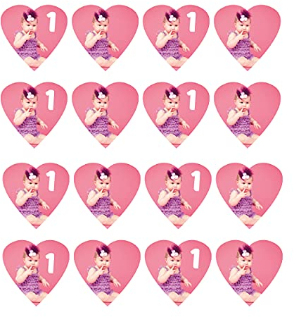 Muffinaufleger Cupcakeaufleger HERZ mit Wunschfoto und Wunschtext zum Geburtstag oder Taufe (ZUCKERPAPIER oder OBLATENPAPIER & FERTIG AUSGESCNITTEN, HERZ)