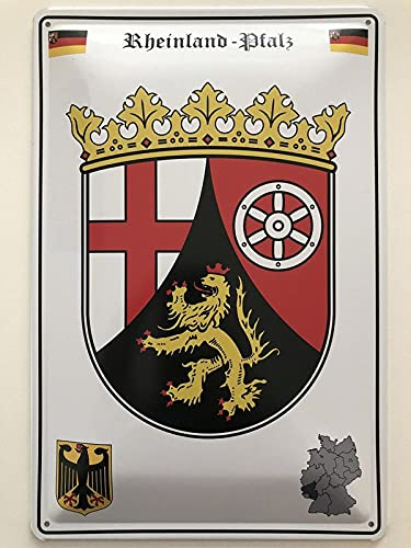 Metall Schild 20x30cm Rheinland-Pfalz Wappen Blechschild