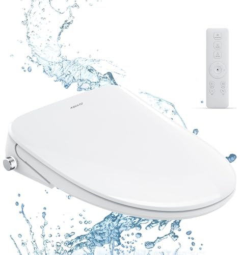 AquaSpace - Bidet WC intelligente allungato, sedile WC elettrico con ugello autopulente, acqua calda regolabile, deodorante, asciugatore, luce notturna a LED (telecomando)