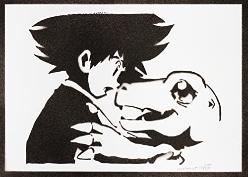 moreno-mata Echtes Handgemachtes Graffiti Digi... Manga und Anime Aesthetic Poster & Kunstdrucke Taichi Yagami Agumon Plakat Handmade Deko Wandbild Wanddeko Geschenke für Männer und Frauen
