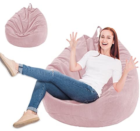 KOWAKA Ohne Füllstoff-Sitzsack-Bezug, Sitzsack, Stuhl, Sofabezug für Zuhause, kein Füllstoff, Sitzsäcke, für Erwachsene und Kinder, für den Innenbereich, Wohnzimmer (Rosa (Cord), S (70x80 cm))