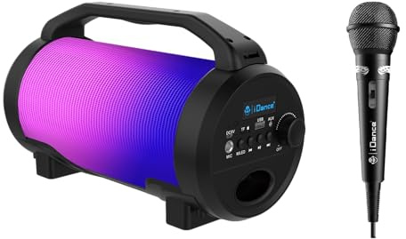 iDance Cyclone 400 Portable Bluetooth Party Speaker with Microphone, 50W Bass, and LED Disco Lights