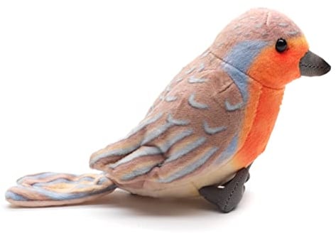 Uni-Toys - 'Ruby' - Rotkehlchen - 10 cm (Höhe) - Plüsch-Vogel - Plüschtier, Kuscheltier