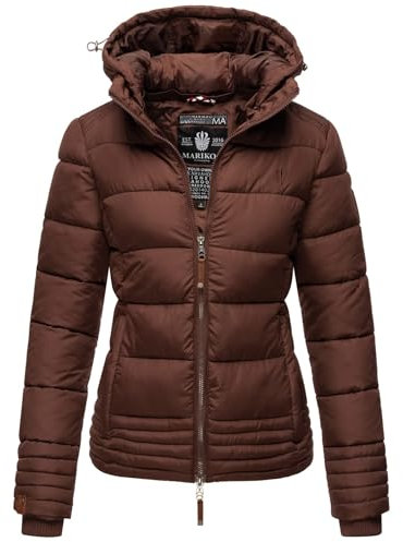 MARIKOO Designer Damen Winter Jacke Steppjacke Winterjacke Stepp gesteppt B668 [B668-Sol-Schoko-Gr.S]