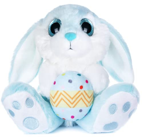 My OLi 20cm Osterhase Plüsch Hase mit Osterei Stofftier Hase Floppy Ohren Sitting Bunny Gefüllte Tier Bettzeit Freund Ostergeschenke für Kinder Babys Jungen Mädchen, Blau