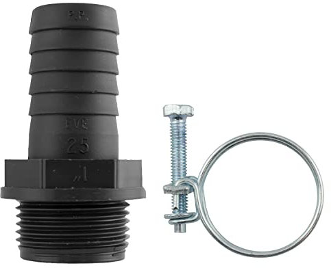 Pond Pump/Filter/Waterfall Pipe Joiner 32mm Barb-1 bspm Thread Corrugated Hose Connector+Free Double Wire Hose Clip 1 BSP = 33.3MM Across The Thread