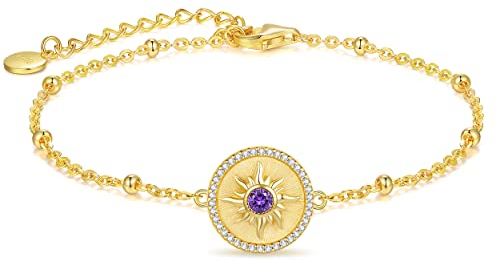 CDE Armband Damen 925 Sterling Silber Armbänder Sonne Anhänger Geschenke für Frauen Sie Freundin Ehefrau Valentinstag Weihnachten Muttertag Jahrestag Geburtstag