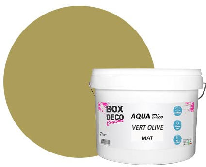 BOX DECO COULEURS Aqua Deco Acryl-Wandfarbe Matt 10 l, Olivgrün