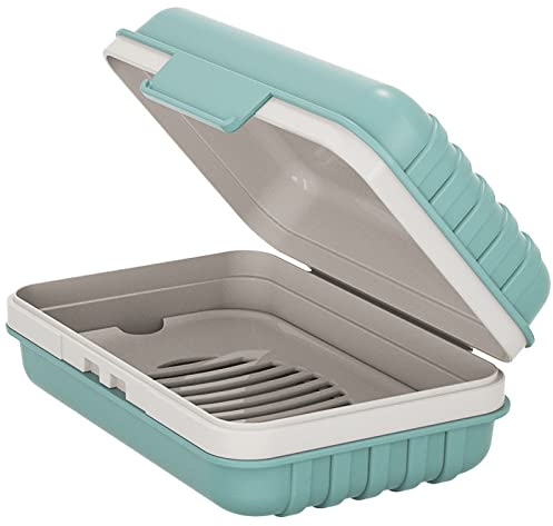 Doter Seifenschale mit Drainagebox, hochwertiger umweltfreundlicher Kunststoff-Seifenhalter, Seifenspender für Dusche, kein Bohren der Seifenbox ist einfach, schön und praktisch (blau)