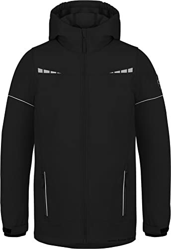 normani Kinder Winterjacke Wasserdichte Softshelljacke Skijacke Übergangsjacke Outdoorjacke mit Kapuze für Junge und Mädchen - Wassersäule: 11.000 mm Farbe Schwarz Größe 146-152