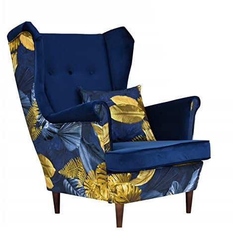 Family Meble Sessel, Modell Ari Print Duo, Skandinavisch, Relaxsessel aus Webstoff, Loungesessel, Ohrensessel, Fernsehsessel, Bequemer Sessel, Für Wohnzimmer, Esszimmer, Schlafzimmer, Büro, Poly 2