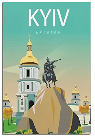 Kyiv Ukraine Vintage-Reiseposter, 40 x 60 cm, Leinwanddruck für Wohnzimmer, Schlafzimmer, Wohnheim, Zuhause, Büro, Wanddekoration