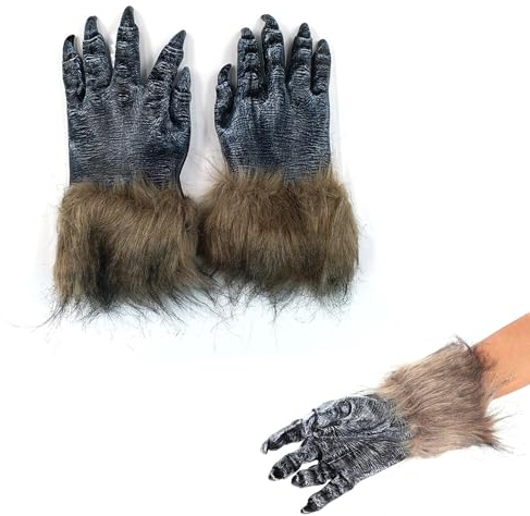 Norhogo Latex Werwolf Hand schuhe mit Krallen, Wolf Handschuhe Erwachsene Hände Krallen Horror Hand schuhe, Tierhandschuhe Halloween Cosplay Zubehör für Maskerade Parteien