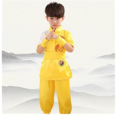 Traditionelle chinesische Kleidung für Kinder, Wushu-Tai-Chi-Uniform, Shaolin-Kampfkunst, Bühnenaufführung, Kung-Fu-Kostüme, geeignet für Kinder 22.10.4 (Farbe: A, Größe: 6XL)