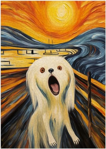 The Scream of Maltese Dog Jigsaw Puzzle 300/500/1000 Piece - Funny Gift for Maltese Dog Lovers (500pc (38×52cm))
