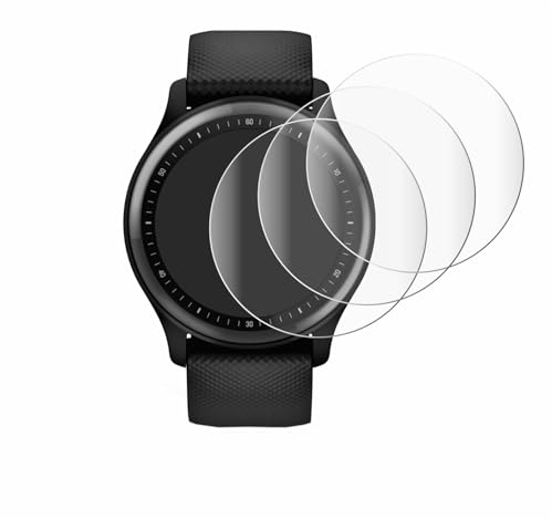 Savvies 4 Stück Full-Screen Schutzfolie für Garmin Vivomove Sport Full-Cover Displayschutz-Folie mit Installationshilfe [3D Curved, Transparent]