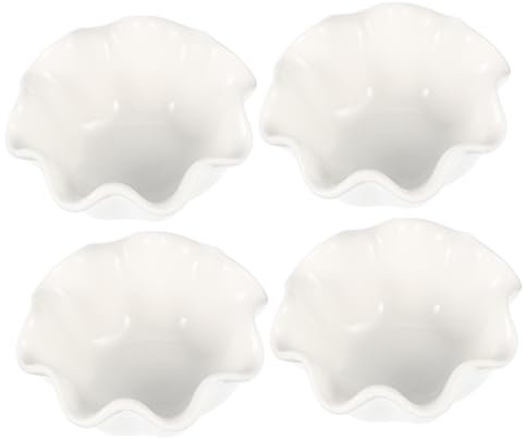 GOOHOCHY 4pcs Lotus Leaf Sauce Dish Snack Dish Small Bowls for Dipping Small Bowls for Side Dishes Soy Dipping Bowls Leaf Shaped Bowl Ceramics White Fruit Seasoning Plate