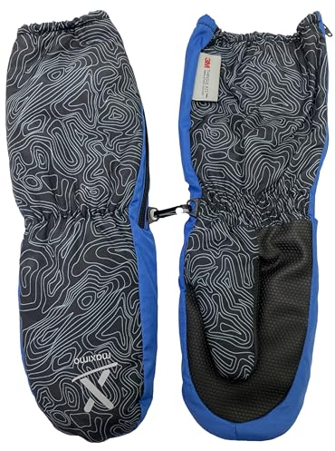 maximo Fausthandschuhe mit langer Stulpe & Zipper, Reflktierend Hellblau/Grau 997176 (Gr. 3/4-6 Jahre)