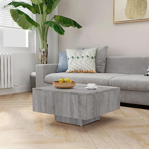 Tino Tech Couchtisch aus Holzwerkstoff 60x31,5 cm Grau Sonoma Cauchsofa Tisch Stubentisch Wohzimmer Couchtisch Coffe Table Center Table Beistelltisch Wohnzimmertisch Elegantes Aussehen