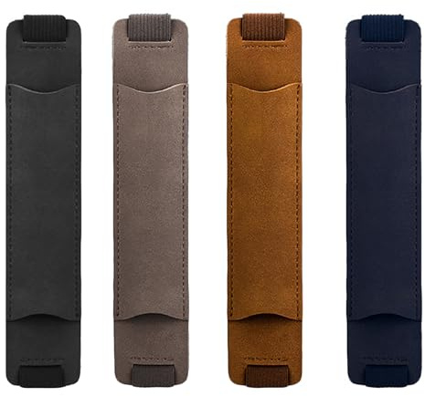 Lot de 4 porte-stylos à bande élastique réglable en cuir synthétique amovible pour journaux, marque-pages, couverture rigide, cadeau de remise de diplôme (4 couleurs)