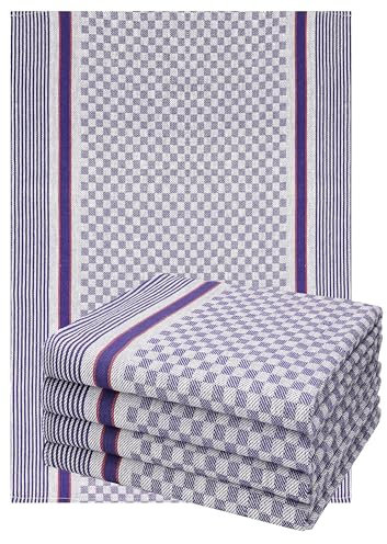 Betz 5er Set 50 x 70 cm Halbleinen Geschirrtücher extrem strapazierfähig und saugstark Gläsertücher Küchentuch Jacquard Arbeitshandtuch Geschirrtuch MCT-13 HL blau