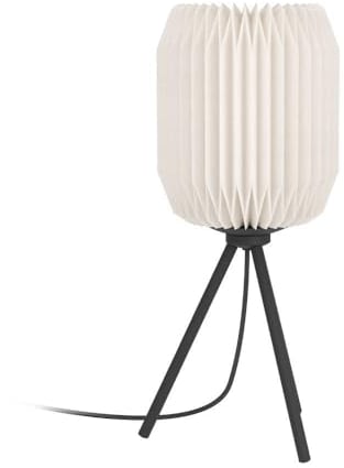 EGLO Stativ Tischlampe Belgrave, Nachttischlampe Japanisch aus Metall in Schwarz und Papier in Weiß, Zimmer Deko Schlafzimmer, FSC, Dreibein Tischleuchte mit E27 Fassung
