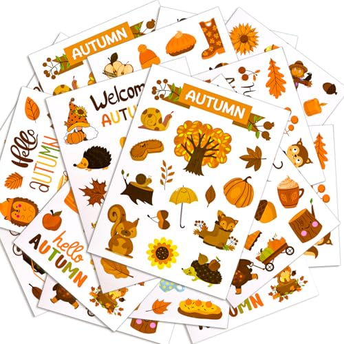 274pz Adesivi Scrapbooking Autunno Adesivi Etichette Ringraziamento Decorativi Scrapbooking Animali Volpe Sticker Foglie Finestra Autunno