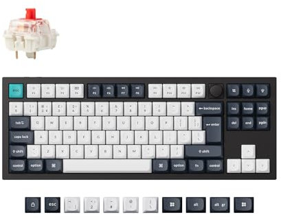 Keychron Q3 Max Wireless Custom Mechanical Keyboard, Full Aluminum Programmable Knob 2.4 GHz Bluetooth TKL Layout RGB with Hot-swappable Gateron Jupiter Red Switch for Mac Windows Linux - UK Layout