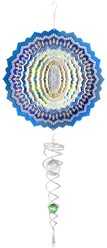 Navaris Windspiel mit Spiralschwanz Set für Draußen - Ø30cm Garten Windspiel hängend - Windrad aus Metall - Windspinner Gartendeko aus Edelstahl - Verschiedene Designs