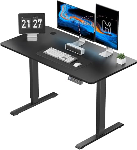 HLONONE Höhenverstellbarer Schreibtisch, 120 × 60 cm Elektrischer Schreibtisch, Verstellbarer Computertisch mit Cable Grommet und 3-Funktions-Memory, Steh-Sitz Tisch für Büro und Home Office, Schwarz