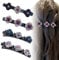 4 Stück Glitzernde Kristall-Stein Geflochtene Haarspangen,Haarspange mit Kristallblume,Kolibri Haarspange,Geflochtene mit Mini-Haarspangen,Doppelschicht-Mini-Haarspangen für Frauen Mädchen